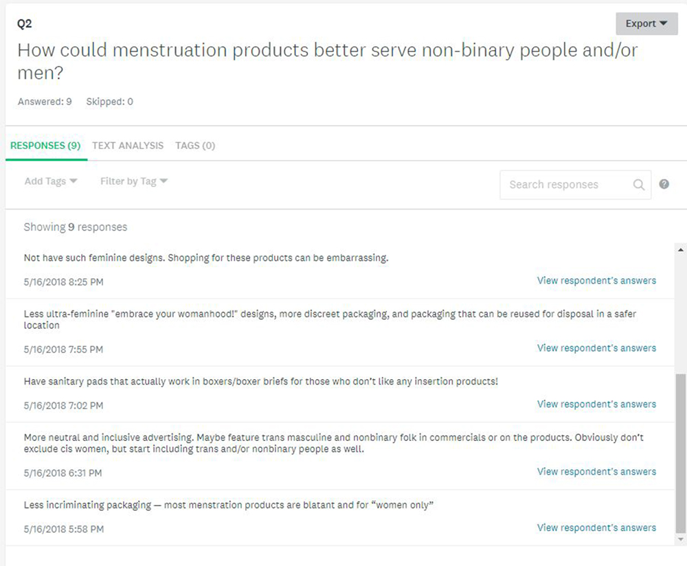 How could menstruation products better serve non-binary people and/or men? (part 2) 9 answers vary about quieter packaging, avoiding womanhood symbolism in designs, have sanitary pads for boxers, and less incriminating packaging for nonbinary and trans men to use.